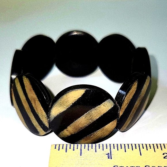 NEW! Genuine Water Buffalo Horn, Chunky Stretch Bracelet, Cruelty-Free, Unisex - Picture 2 of 6
